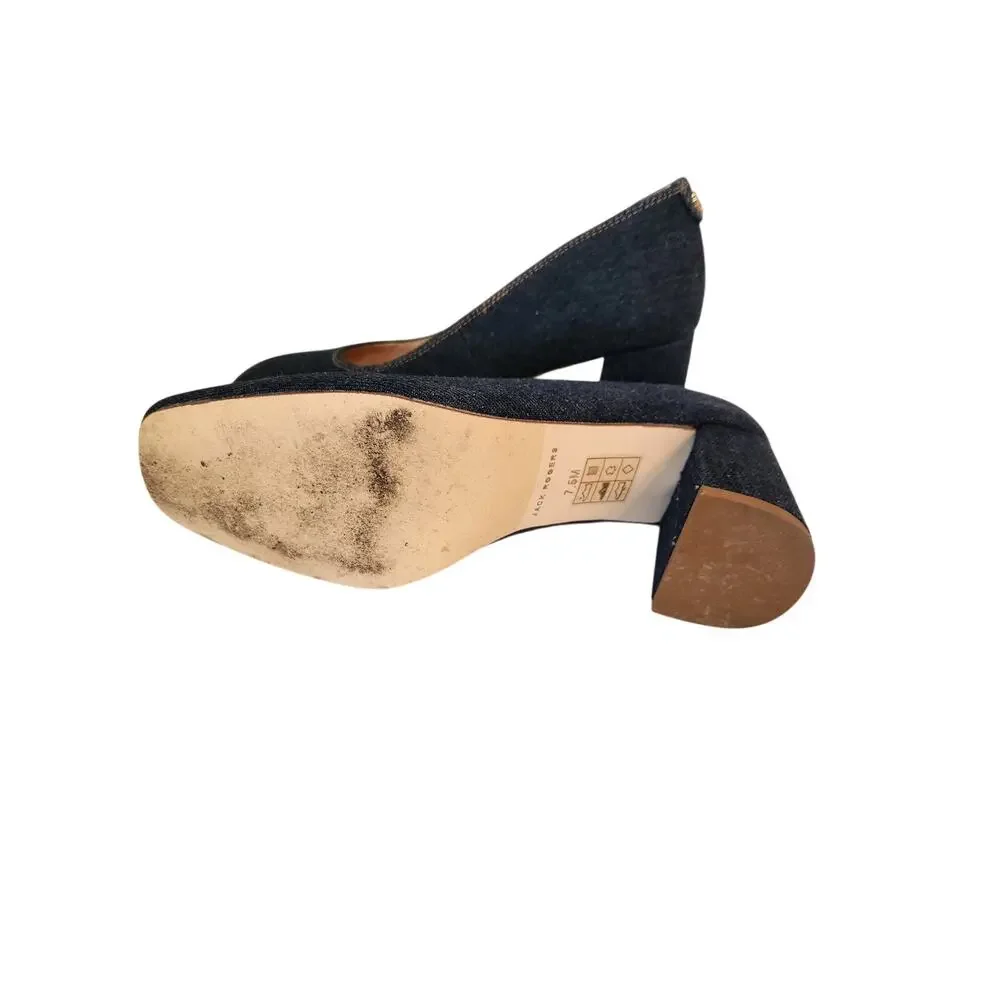 Jack Rogers Lenora Denim Pump Heel Blue Denim 7.5